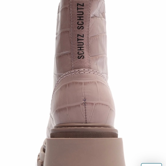💥NWB💥Schutz Women’s Orly Croc-Embossed Combat Boot Sz. 10 - Picture 4 of 13